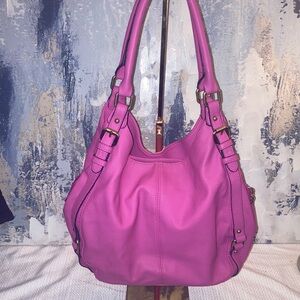 Merona Vibrant Pink Hobo Bag Vegan Leather LARGE